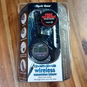 Music Gear Wireless Transmitter Player CD MP3 SD USB Remote Control Iphone‎ Ipod